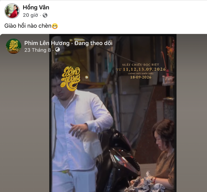 &nbsp;NSND Hồng Vân chia sẻ. Ảnh: Chụp màn hình FBNV