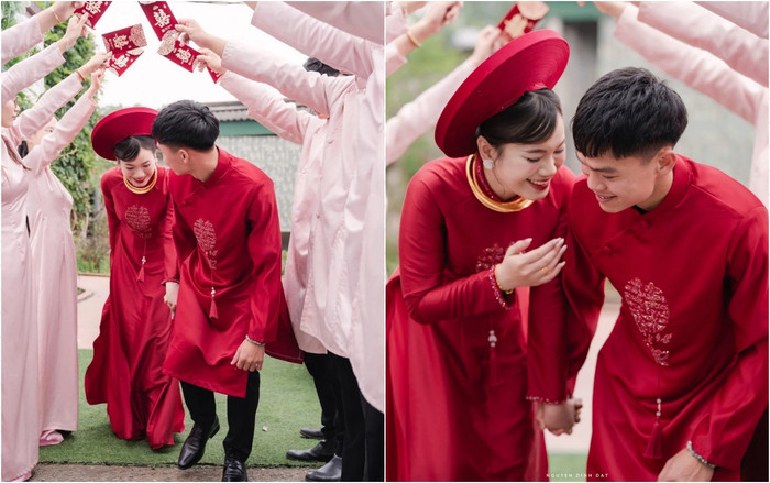 Vợ chồng cầu thủ Hồ Văn Cường và cô giáo Nguyễn Linh đều cùng quê ở Nghệ An.