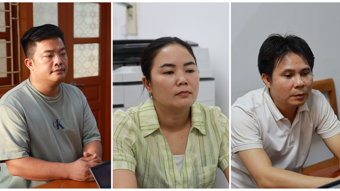 Các bị can (từ trái sang phải): Vũ Hoàng Hải, Bùi Thị Kim Tuyên và Phạm Văn Hà. Ảnh: Bộ Công an