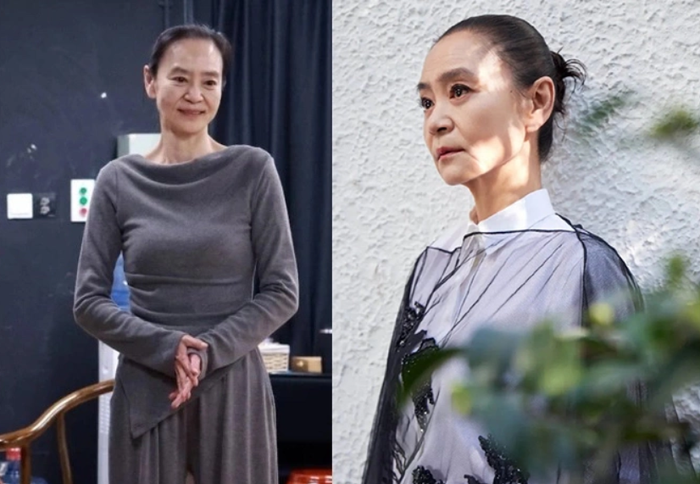 Không có con ruột, Lưu Tuyết Hoa vẫn tìm thấy sự ấm áp gia đình từ hai người con riêng của chồng. Ảnh: Weibo.