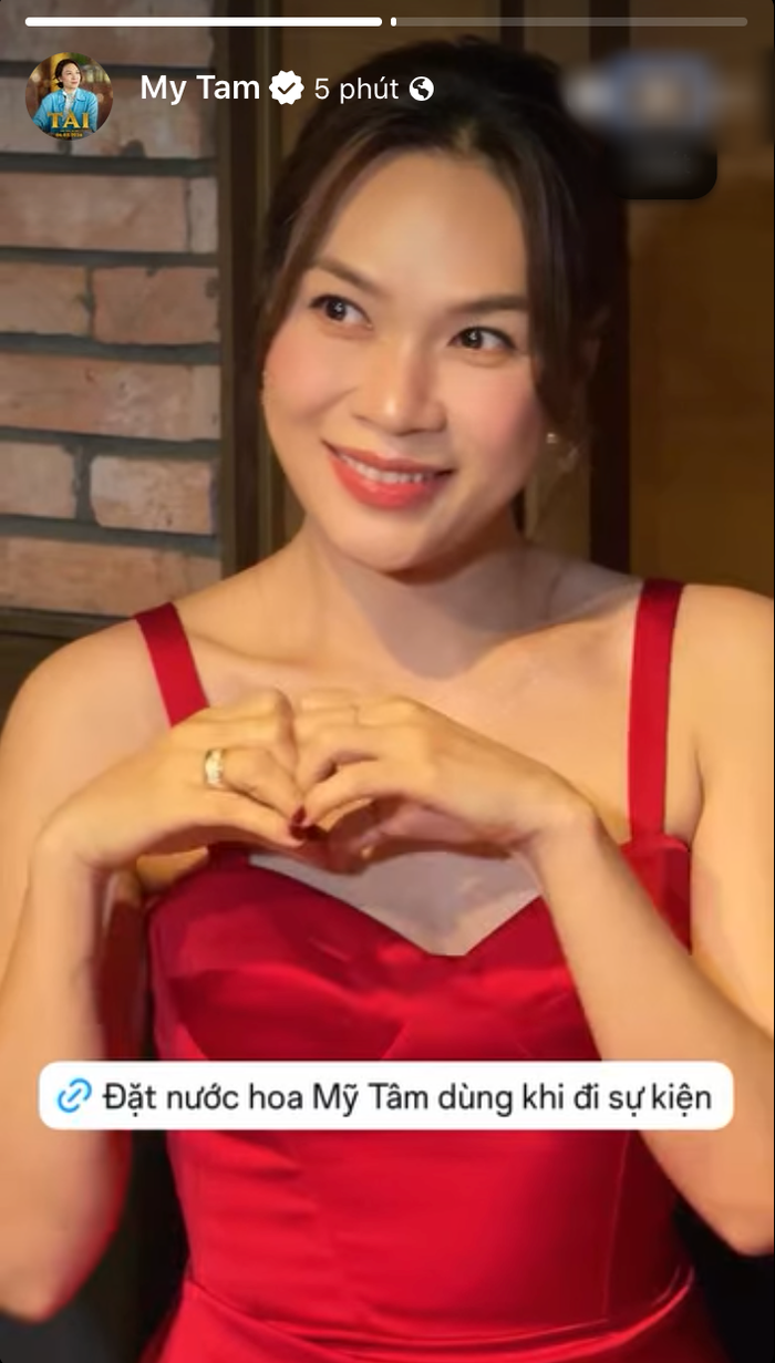 Mỹ Tâm chủ động gắn đường dẫn tới sản phẩm đang sử dụng. Ảnh: Chụp màn hình FBNV