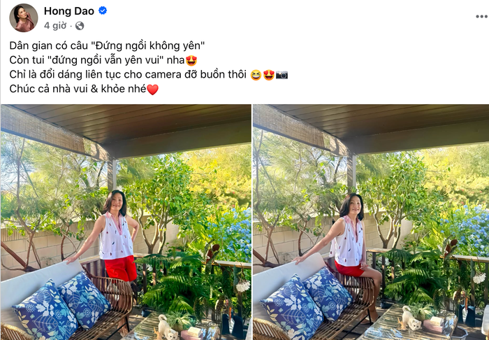 Hồng Đào đăng tải loạt ảnh mới trong thời gian ở Mỹ. Ảnh: Chụp màn hình FBNV