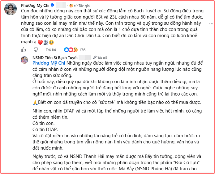 NSND Bạch Tuyết viết tâm thư nhắn nhủ Phương Mỹ Chi, ai đọc cũng xúc động Ảnh 4