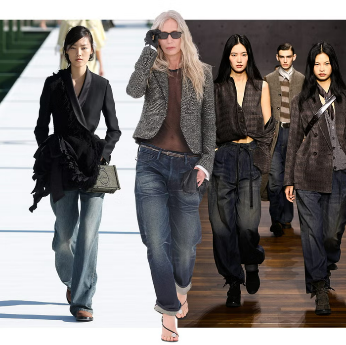 Quần baggy và slouchy vẫn giữ vị trí đáng kể trong mùa thu 2026.&nbsp;Ảnh: Harper's Bazaar