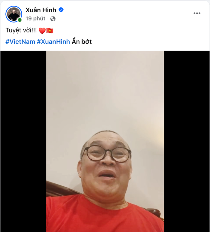 NSƯT Xuân Hinh ăn mừng chiến thắng. Ảnh: Chụp màn hình FBNV