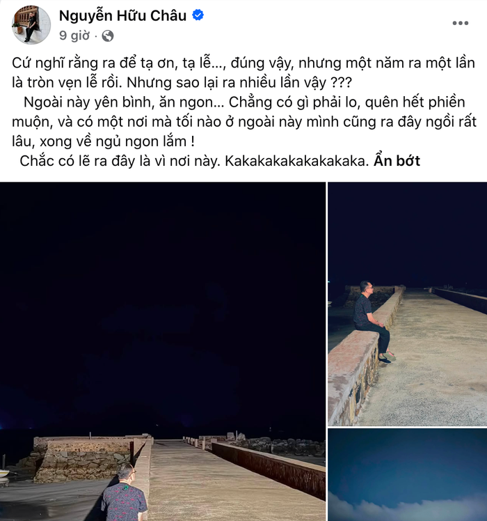 NSƯT Hữu Châu chia sẻ loạt hình ảnh trong chuyến đi Côn Đảo. Ảnh: Chụp màn hình FBNV