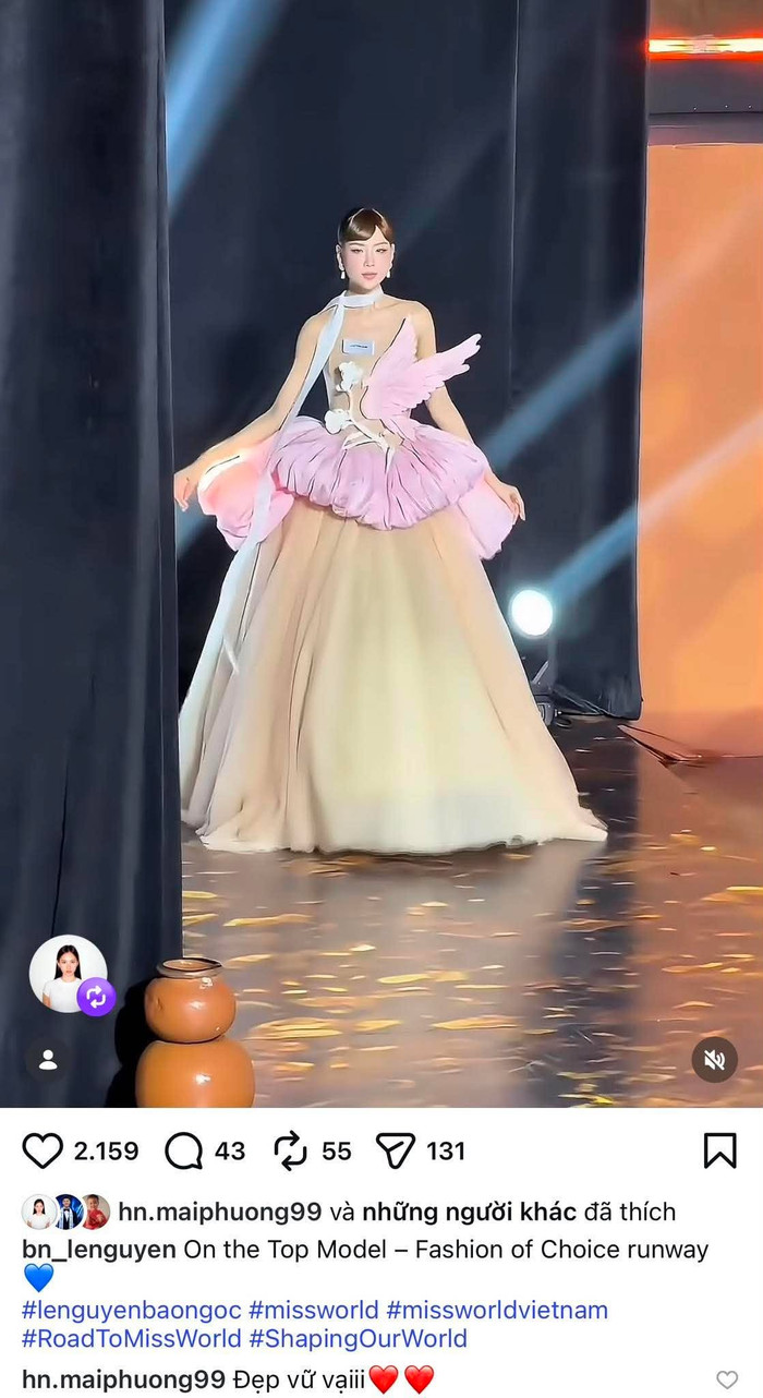 Mai Phương bình luận khen ngợi Bảo Ngọc tại phần thi của Miss World.