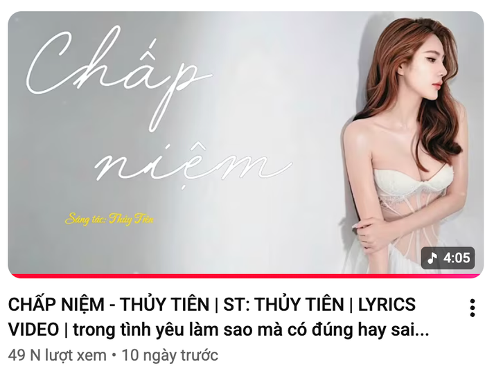 Sản phẩm âm nhạc mới Chấp Niệm của Thủy Tiên đạt thành tích khiêm tốn sau hơn 10 ngày ra mắt.