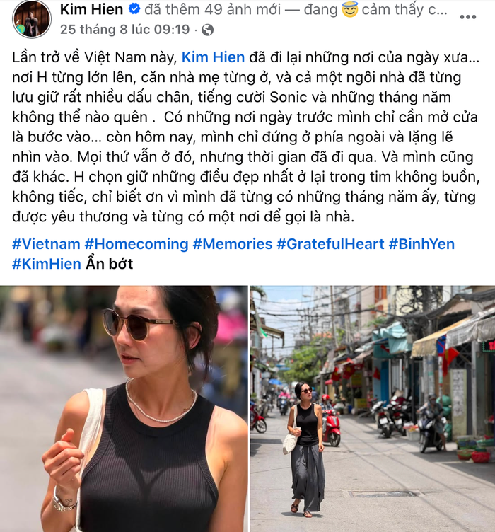 Chuyến trở về Việt Nam của Kim Hiền. Ảnh: Chụp màn hình FBNV