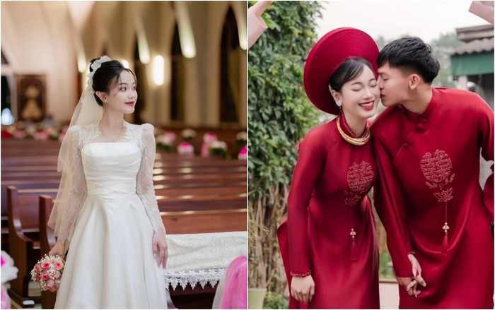 Cầu thủ Hồ Văn Cường và bà xã của anh - cô giáo Nguyễn Linh đều cùng quê Nghệ An.