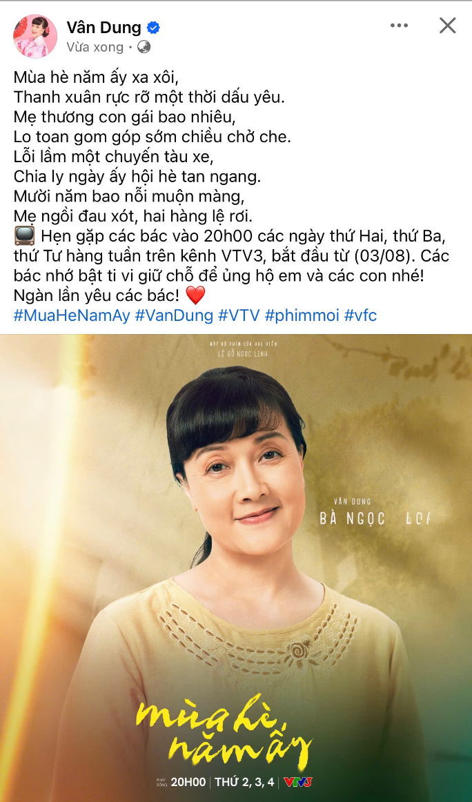Vân Dung trong dự án phim 'Mùa Hè Năm Ấy'. Ảnh: Chụp màn hình FBNV