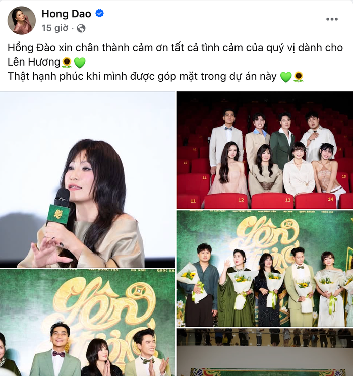 Hồng Đào trong buổi ra mắt Lên Hương.