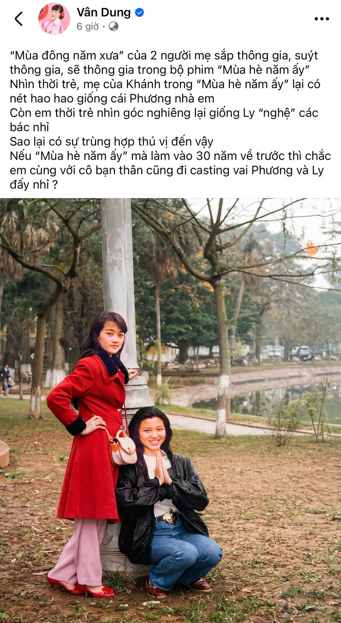 Nghệ sĩ Vân Dung chia sẻ. Ảnh: Chụp màn hình FBNV