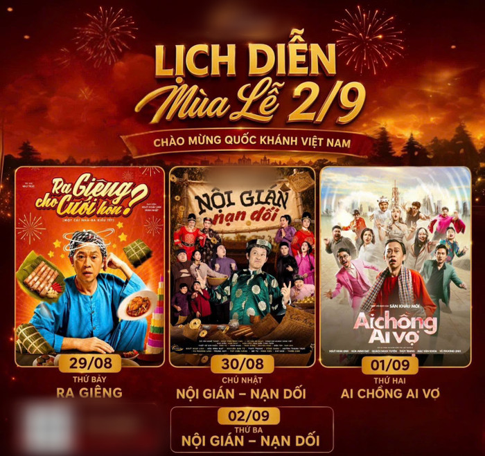 NSƯT Hoài Linh góp mặt trong chuỗi suất diễn kéo dài từ 29/8 đến 2/9.&nbsp;