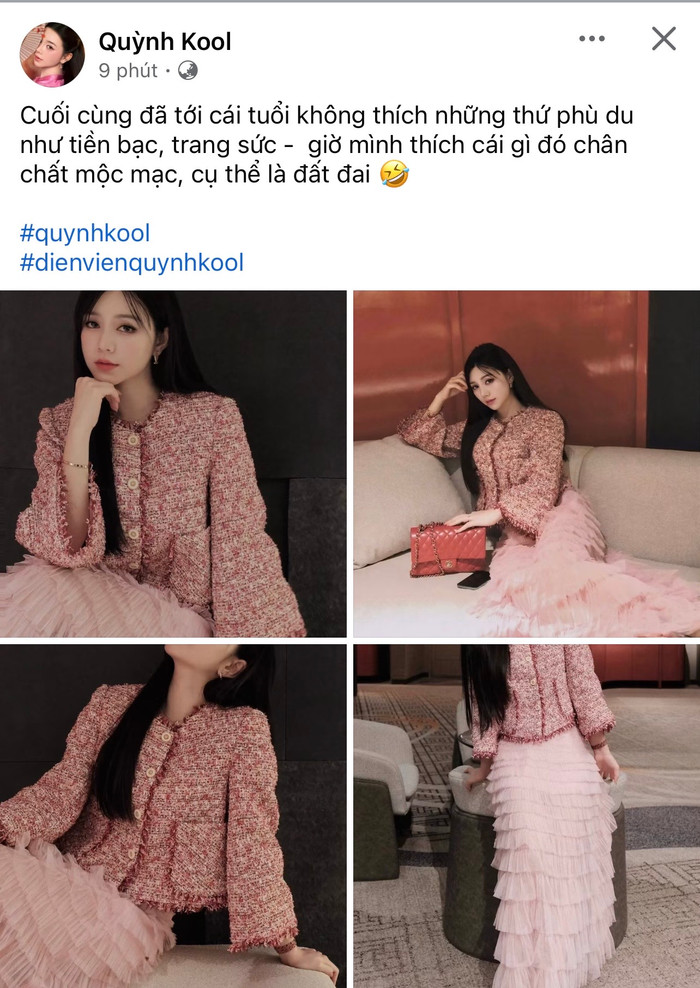Quỳnh Kool dí dỏm chia sẻ. Ảnh: Chụp màn hình FBNV
