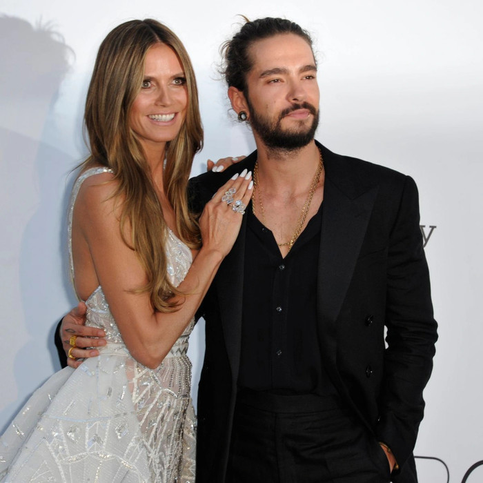 Heidi Klum cười tươi rói mỗi khi xuất hiện bên Tom Kaulitz. Ảnh: Getty Images
