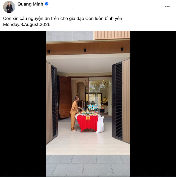 Quang Minh và Tăng Khánh Chi chuyển qua nhà mới. Ảnh: Chụp màn hình FBNV