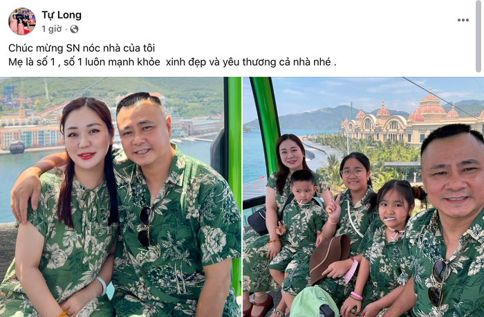 NSND Tự Long chúc mừng sinh nhật vợ. Ảnh: Chụp màn hình FBNV