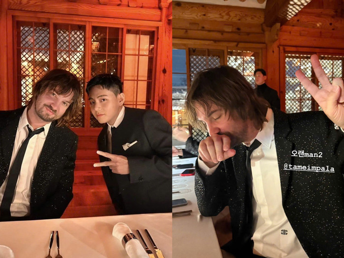 V (BTS) cùng Kevin Parker (Tame Impala) từng tiếp xúc tại một sự &nbsp;kiện. Ảnh: IGNV