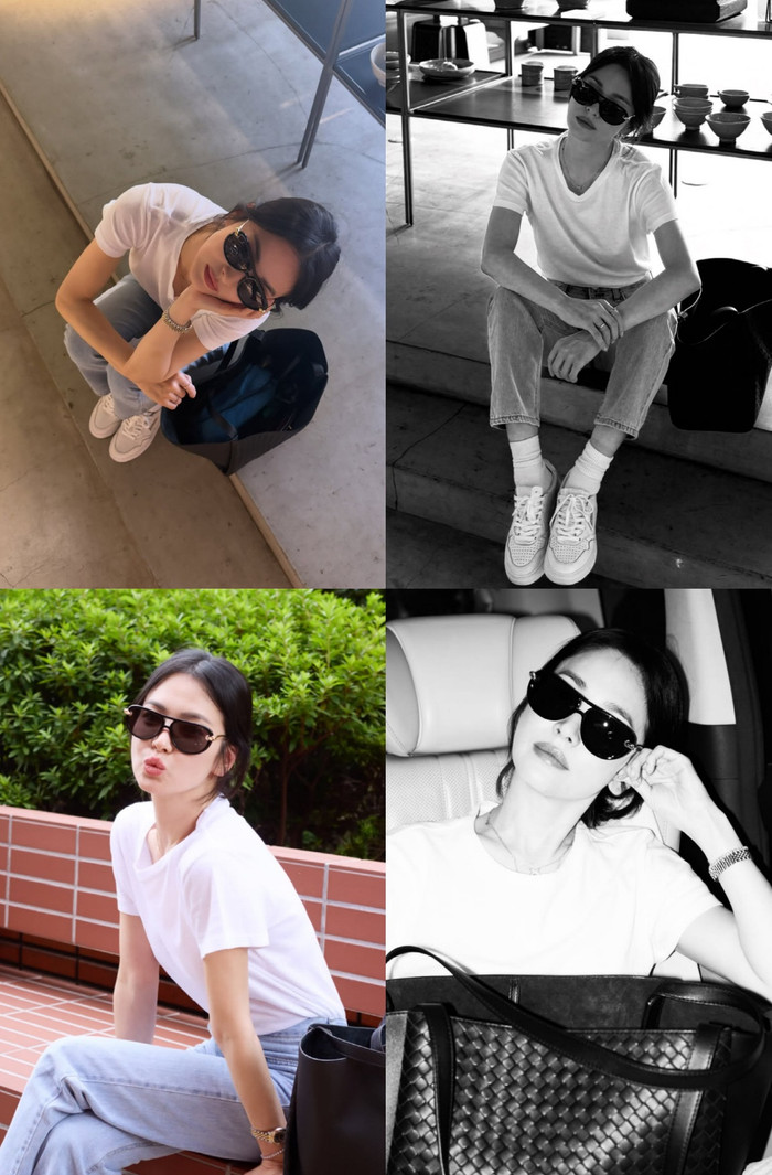 song Hye Kyo diện trang phục đơn giản, gây ấn tượng với năng lượng tràn đầy và thần thái cuốn hút.
