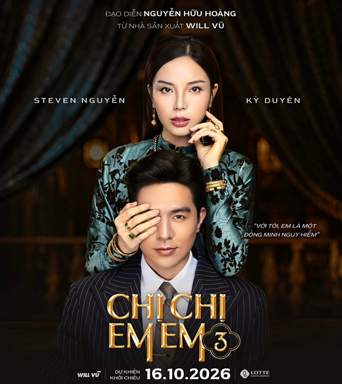 Steven Nguyễn và Kỳ Duyên lần đầu kết hợp trong “Chị Chị Em Em 3”, mở ra cuộc chơi mới với những bí mật chưa được hé lộ. Ảnh: NSX.