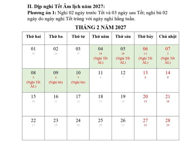 Đề xuất phương án nghỉ Tết Nguyên đán Đinh Mùi, nghỉ lễ Quốc khánh 2027 Ảnh 2