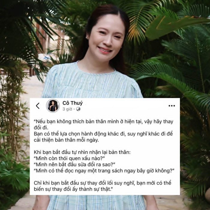 Thanh Thúy chia sẻ quan điểm về việc chủ động thay đổi bản thân trên trang cá nhân. Ảnh: Chụp màn hình FBNV