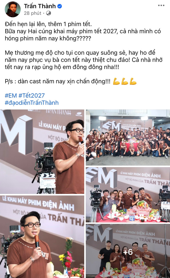 Thông tin chính thức từ Trấn Thành. Ảnh: Chụp màn hình FBNV