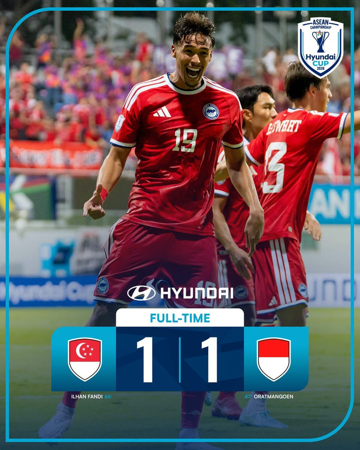 Indonesia đánh rơi chiến thắng trên sân Singapore khi chỉ có kết quả hòa 1-1, qua đó chính thức dừng bước ngay từ vòng bảng AFF Cup 2026. Ảnh: ASEAN United FC