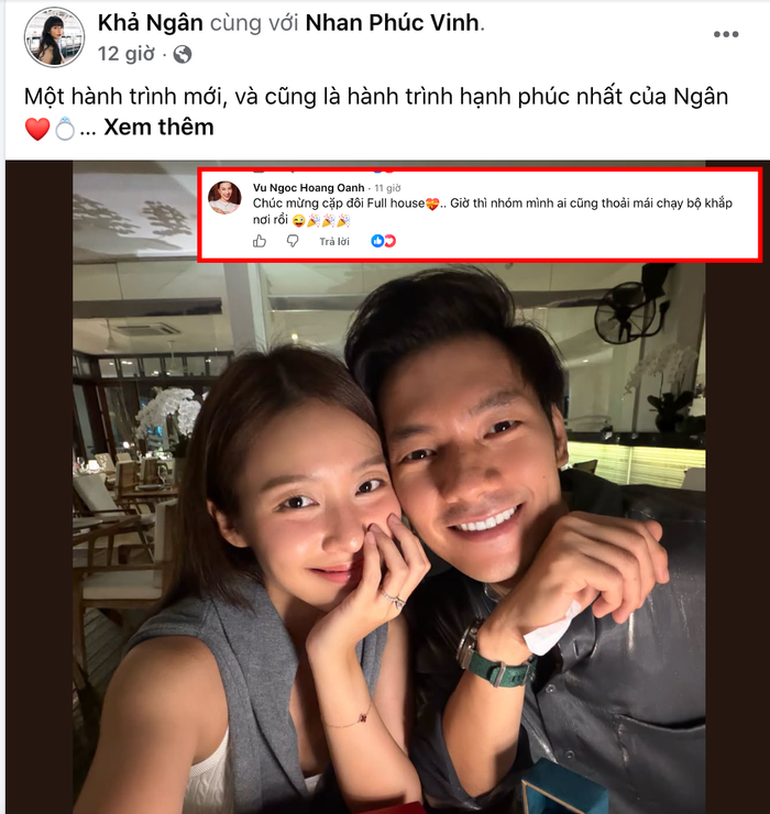 Hoàng Oanh chúc mừng Khả Ngân.