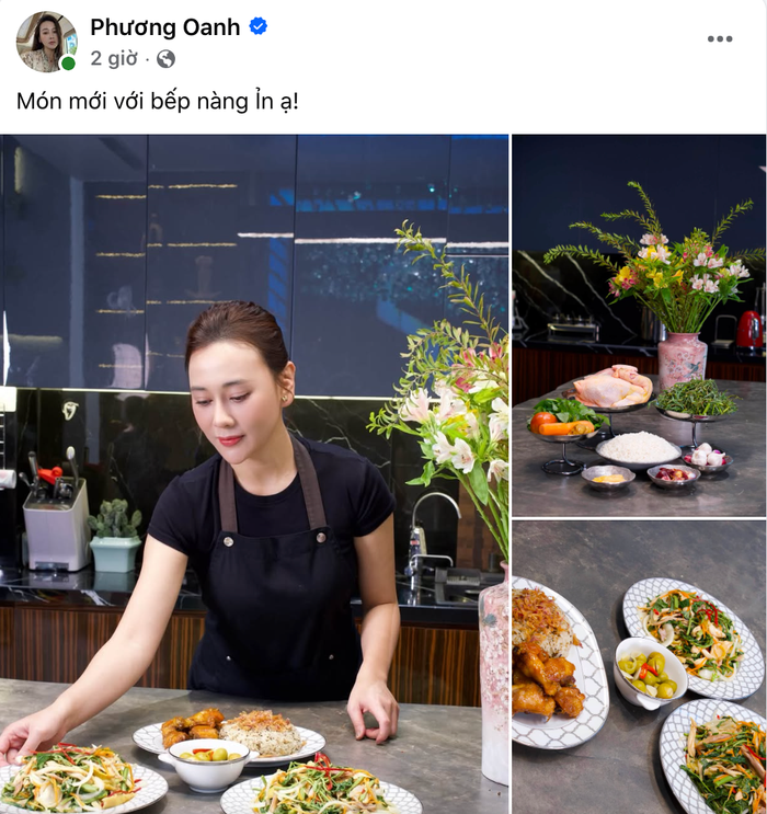 Diễn viên Phương Oanh chia sẻ hình ảnh vào bếp.