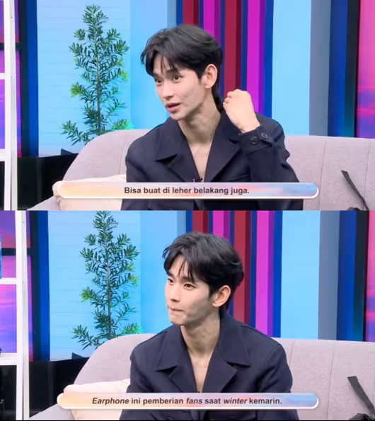 Kim Soo Hyun phỏng vấn với một đài truyền hình Indonesia.