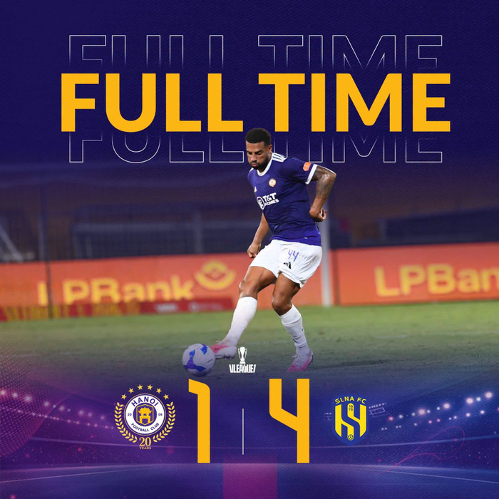 Hà Nội FC tiếp tục trải qua khởi đầu đáng quên tại V.League 2026/27 khi nhận thất bại nặng nề 1-4 trước SLNA ngay trên sân Hàng Đẫy. Ảnh: Hà Nội FC