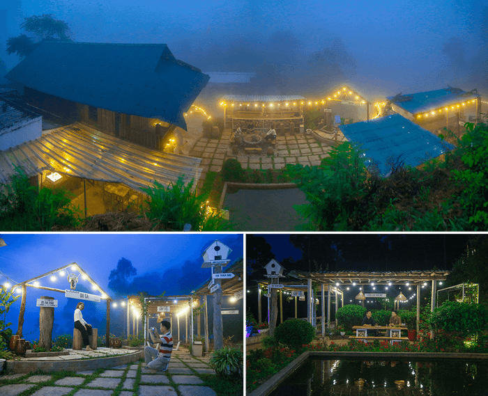 Du khách tận hưởng không khí tại các homestay ở bản Cọ Muồng. Ảnh: báo Nghệ An