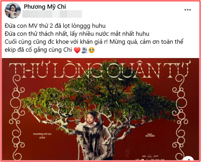Phương Mỹ Chi gọi đây là 'đứa con MV thứ 2' và tiết lộ sản phẩm cũng là dự án khiến cô 'thử thách' và rơi nhiều nước mắt nhất trong quá trình thực hiện.