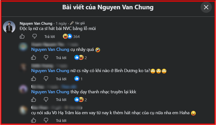 Nguyễn Văn Chung hài hước tuyên bố về giọng hát của Võ Hạ Trâm.