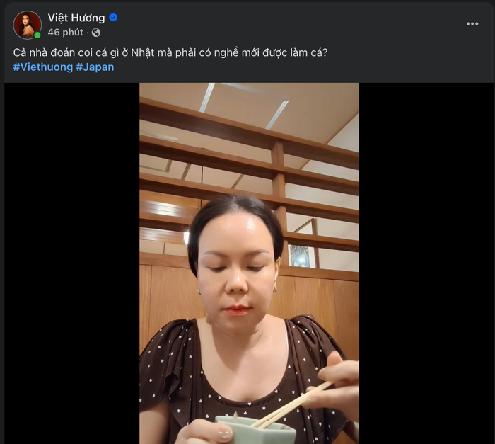 Việt Hương chia sẻ khoảnh khắc trong chuyến đi Nhật Bản cùng ông xã Hoài Phương. Ảnh: Chụp màn hình FBNV