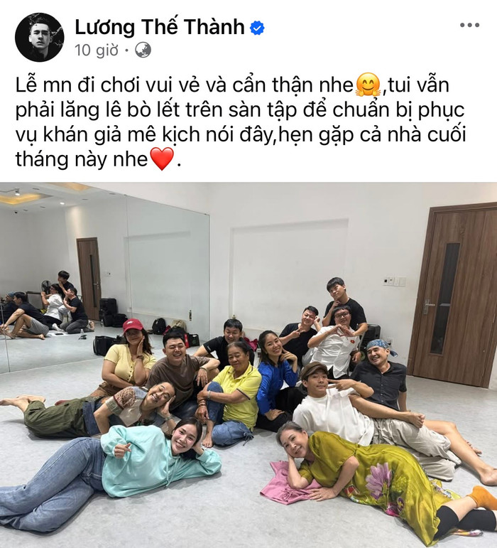 Lương Thế Thành miệt mài tập luyện cho màn trở lại sân khấu vào cuối tháng 9. Ảnh: FBNV.