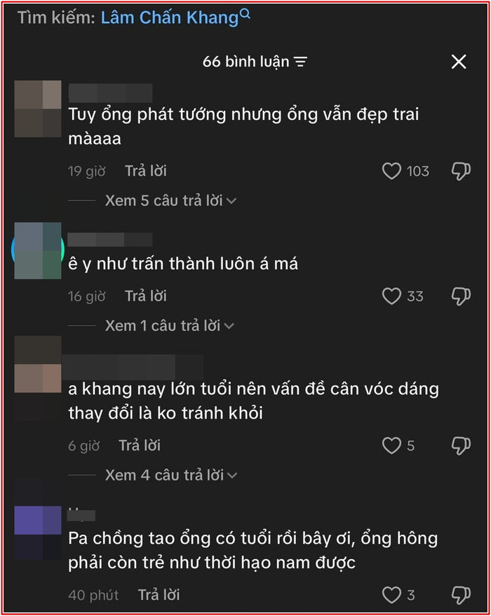 Khán giả không khỏi bất ngờ trước ngoại hình hiện tại của Lâm Chấn Khang.