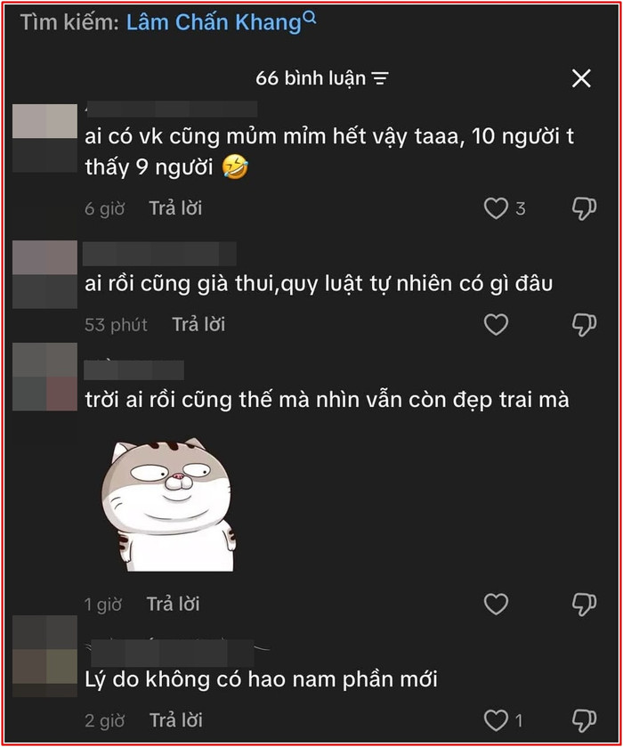 Tuy nhiên đa số ý kiến đều thể hiện sự đồng cảm với thay đổi ngoại hình của Lâm Chấn Khang.