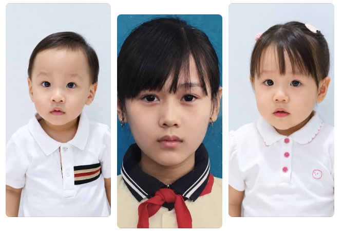 Phương Oanh đăng ảnh thuở đi học cùng ảnh của cặp song sinh ở hiện tại; đồng thời 'đố' khán giả 'tìm nét giống nhau'