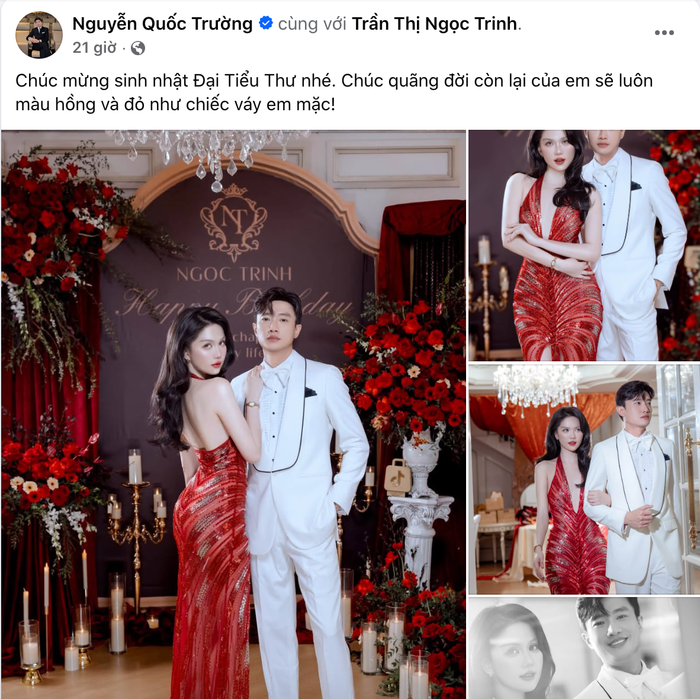 Quốc Trường chúc mừng sinh nhật Ngọc Trinh.