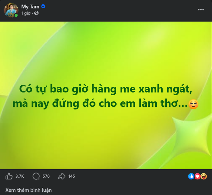 Mỹ Tâm gây xôn xao với dòng trạng thái mới trên trang cá nhân.