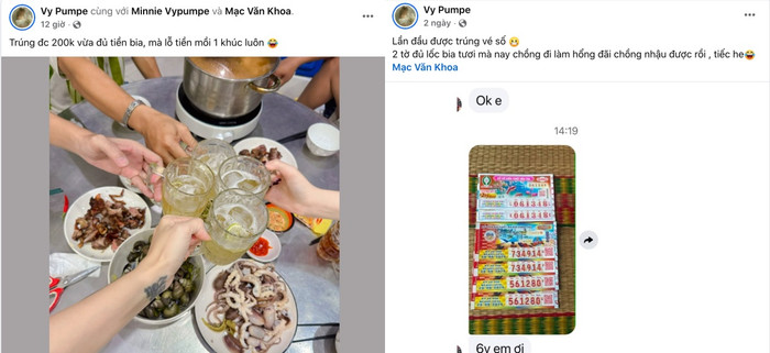 Vợ chồng Mạc Văn Khoa ăn mừng sau khi trúng số.