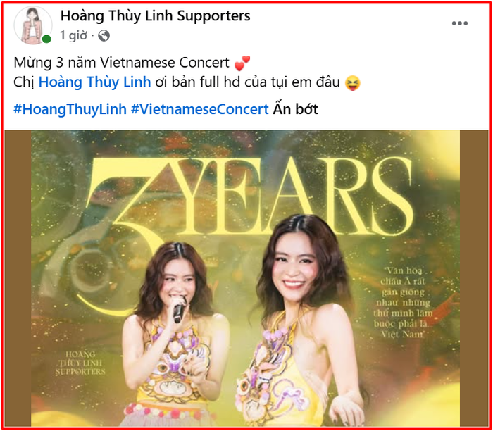 Ngày 29/9 đánh dấu tròn 3 năm kể từ khi Hoàng Thùy Linh chính thức tổ chức Vietnamese Concert - concert đầu tiên trong sự nghiệp của nữ ca sĩ.&nbsp;
