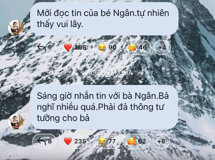 Minh Hằng đã lên tiếng cho biết âm thầm chia sẻ niềm vui với Khả Ngân.