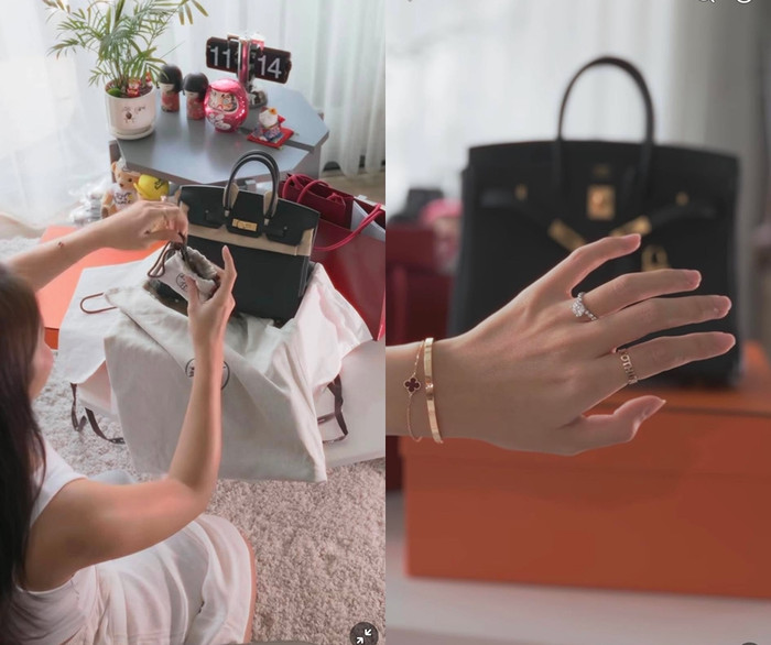 Khả Ngân tiết lộ nhận được 2 món quà từ Nhan Phúc Vinh là túi hiệu và bộ trang sức, ước tính tổng giá trị gần 1 tỷ đồng.