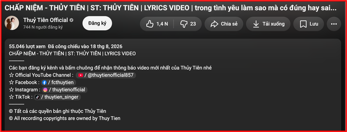 Tuy nhiên ca khúc mới của Thủy Tiên không tạo được hiệu ứng lan tỏa, lượt xem sau nửa tháng ra mắt khá èo uột.