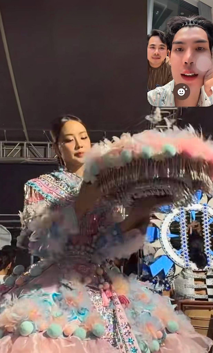 Bảo Ngọc tự chuẩn bị trang phục cho phần trình diễn Dance Of The World tại Miss World qua sự hỗ trợ online từ nhà thiết kế.