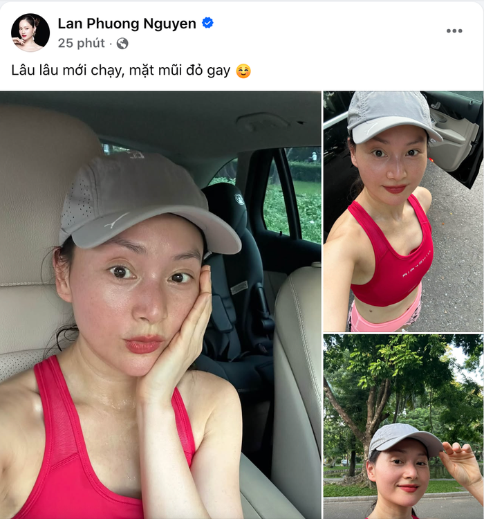 Diễn viên Lan Phương đăng ảnh tập luyện thể dục.